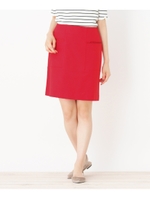 【洗える】グログランラインスカート/レッド(062)