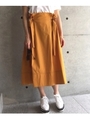 【洗える】サイドギャザーミディ丈スカート/マスタード(033)