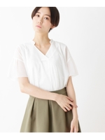 【洗える】シアーフレアブラウス/ホワイト(001)