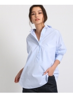 【洗える】シャツカラープルオーバー/ブルー(392)