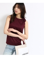 【洗える】ショルダーリボンノースリーブカットソー/ボルドー(064)