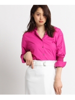 【洗える】スモック刺しゅうブロードシャツ/ラズベリーピンク(073)