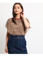 【洗える】チュール重ねレオパードプルオーバー/ベージュ(152)