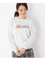 【洗える】配色ロゴニット/ホワイト(002)