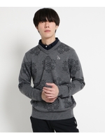 【蓄熱】 雪柄 セーター メンズ/ダークグレー(913)