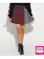 ★ニコラ掲載★ドッキングチェックプリーツ スカート/レッド(262)