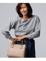 ◆[L]レトロチェックバックシャンブラウス/ブラック(219)