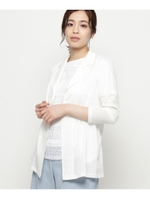 ◆【洗える】100%リネンテーラードカーディガン/ホワイト系(002)