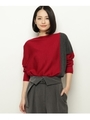 ◆【洗える】バイカラー　ドルマンニット/ワインレッド(363)