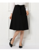 ◆【洗える】リボン付フレアースカート/ブラック(019)