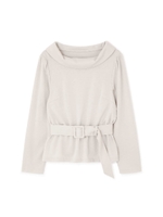 ◆大きいサイズ◆ベルト付ロールカラーカットソー/ベージュ(040)