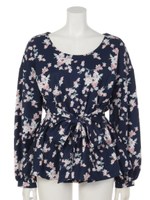 Ｂｉｇリボンｆｌｏｗｅｒギャザーチュニック/NVY