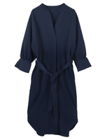 とろみVネックワンピース/ネイビー