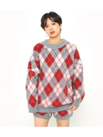 アーガイル ニット/柄GRY5