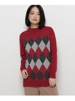 アーガイルニットプルオーバー/ワインレッド(263)