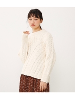 アシメケーブルニットTOPS/O/WHT1