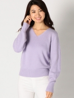 アンゴラ混Vネックパフニット/ラベンダー