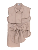 イレギュラーヘムリボンシャツ/ベージュ