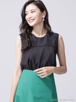 インナー付シアーノースリブラウス/ブラック