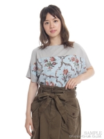 ウォールフラワープリントボートネックカットソー/ブルー