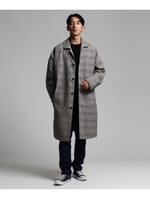 オーバーバルカラーチェックコート/ブラック(219)