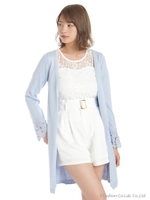 カーディガン×レースTOPS/サックス