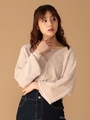 カシュクールベロアモールニットトップス/ベージュ