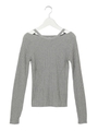 カッティングリブニットトップス/GRAY