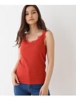 カップ付きレースタンクトップ/レンガ(069)