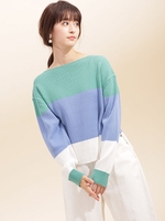 カラーブロッキングニット/ライムグリーン1(131)