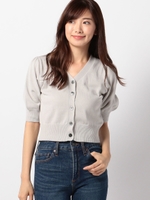 ギャザーショートカーディガン/ライトグレー