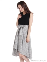 ギンガムチェックドッキングワンピース/ブラック