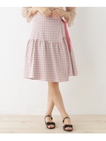 ギンガムチェックラップ風スカート/ピンク系(275)