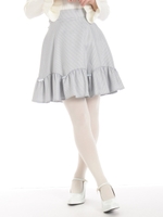 ギンガムミニリボン付スカート/ブルー