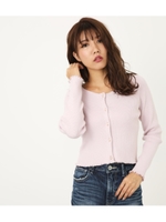 クルーNメローknitショートカーデ/L/PNK1