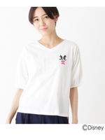 グリッタープリントTシャツ(ミッキー・ミニー)/ホワイト(001)