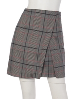 グレンチェックスリットミニスカート/ネイビー