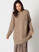 ケーブルチュニックワンピース/モカ