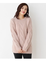 ケーブル編みプルオーバー/ピンク(070)