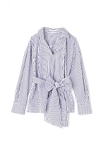 コットンストライプリボンベルトブラウス/ホワイト1(031)