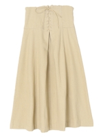コットンツイルレースアップスカート/ベージュ