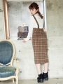 サス付シャギーグレンチェックナロー/スカート/ブラウン/チェック