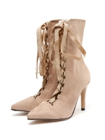 スウェードレースアップシューズ/ベージュ