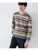 スクールボーダーカットソー[ メンズ ロンT ボーダー ]/ベージュ(352)