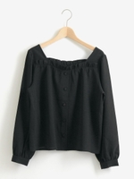 スクエアフリルブラウス/ブラック