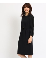 ストレッチ異素材ドッキングワンピース/ブラック(019)