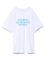 スリーブデザイン3段ロゴTシャツ/WHT
