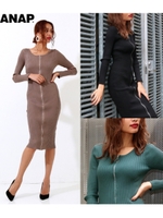 センターリングジップリブニットワ/モカ(016)