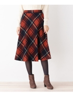 チェックシャギーフレアスカート/ワインレッド(263)