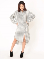 チェックシャツワンピース/GRAY